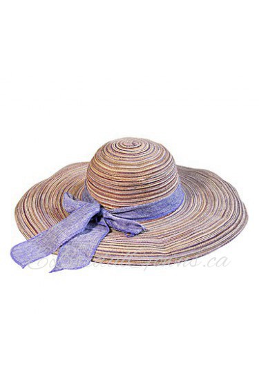 Women Straw Floppy Cotton Foldable Big Bow Large Brim Wide-brimmed Hat