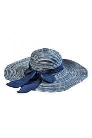 Women Straw Floppy Cotton Foldable Big Bow Large Brim Wide-brimmed Hat