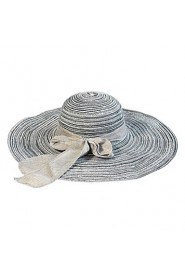 Women Straw Floppy Cotton Foldable Big Bow Large Brim Wide-brimmed Hat