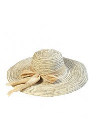 Women Straw Floppy Cotton Foldable Big Bow Large Brim Wide-brimmed Hat