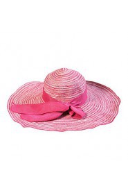 Women Straw Floppy Cotton Foldable Big Bow Large Brim Wide-brimmed Hat