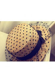 Women Chiffon Straw Hat , Vintage/Cute Summer