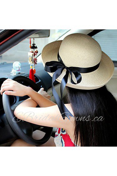 Women Straw Bow Fedora Hat,Cute/ Party/ Casual Spring/ Summer/ Fall