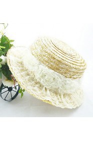 Women Lace/ Straw Flowers Fedora Hat,Cute/ Party/ Casual Spring/ Summer/ Fall