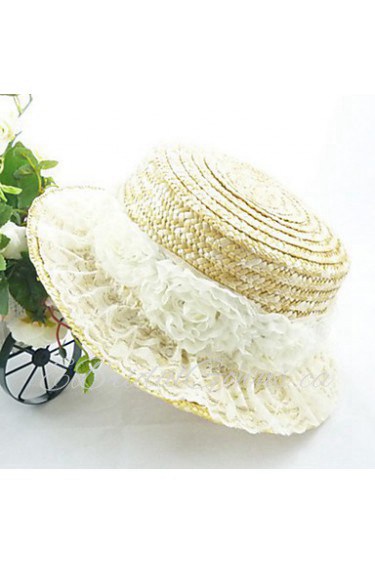 Women Lace/ Straw Flowers Fedora Hat,Cute/ Party/ Casual Spring/ Summer/ Fall