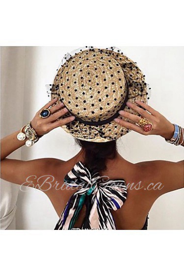 Ms. Wheat-colored Sun Lace Gauze Beach Hat