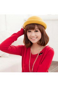 Women Vintage Candy Color British Folding Edge Wool Bowler Hats