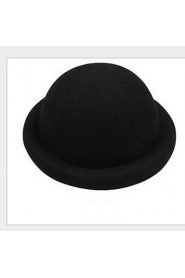 Women Vintage Candy Color British Folding Edge Wool Bowler Hats