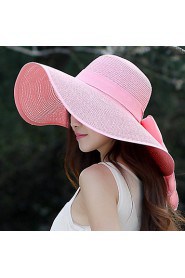 Summer Straw Bow Floppy Hat