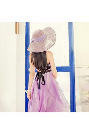 Women Straw Solid Bow Floppy Hat,Cute/ Party/ Casual Spring/ Summer/ Fall