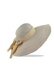 Women Straw Solid Bow Floppy Hat,Cute/ Party/ Casual Spring/ Summer/ Fall