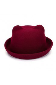 Women Vintage Casual Orecchiette Flanging Dome Cashmere Wool Solid Color Bear Hat