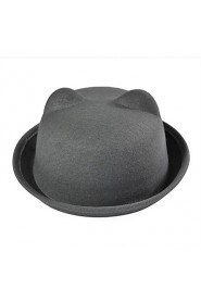 Women Vintage Casual Orecchiette Flanging Dome Cashmere Wool Solid Color Bear Hat