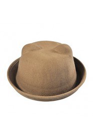 Women Vintage Casual Orecchiette Flanging Dome Cashmere Wool Solid Color Bear Hat