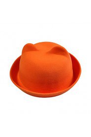 Women Vintage Casual Orecchiette Flanging Dome Cashmere Wool Solid Color Bear Hat