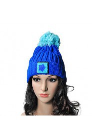 Unisex Casual Korean Five-pointed Star Patch Large Balls Knitted Wool Hat