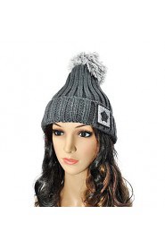 Unisex Casual Korean Five-pointed Star Patch Large Balls Knitted Wool Hat