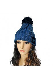 Unisex Casual Korean Five-pointed Star Patch Large Balls Knitted Wool Hat