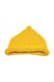 Women Hand Knitted Wool Casual Tapered Curling Candy-colored Monochrome Hat