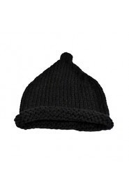 Women Hand Knitted Wool Casual Tapered Curling Candy-colored Monochrome Hat