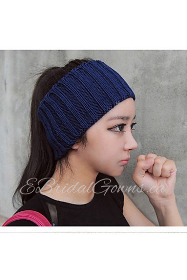 Autumn And Winter Fashion Personality Pure Color Knit Wool Empty Top Hat Yoga Headband