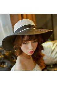 Women's Wide Brim Bowknot Floppy Beach Straw Sun Hat