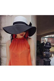 Women's Wide Brim Bowknot Floppy Beach Straw Sun Hat