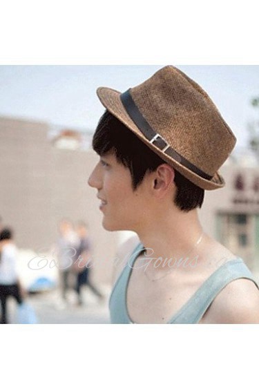 Unisex Straw Fedora Hat , Casual Summer