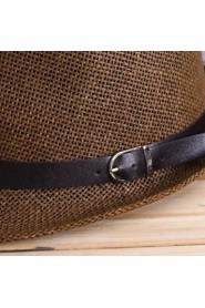 Unisex Straw Fedora Hat , Casual Summer