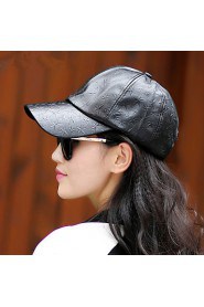 Women Pure Color Pentagram Obscure Leather Baseball Cap