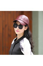 Women Pure Color Pentagram Obscure Leather Baseball Cap