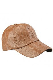 Women Pure Color Pentagram Obscure Leather Baseball Cap