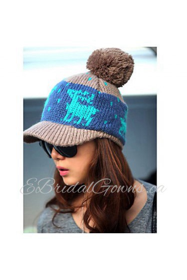 Deer Balls Wool Knitted Hat Baseball Leisure Benn Cap