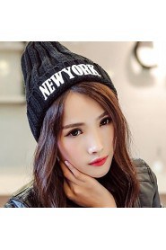 Unisex Letter Embroidered Wool Knitted Korean Version Of Solid Color Pointy Hat