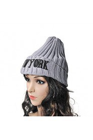 Unisex Letter Embroidered Wool Knitted Korean Version Of Solid Color Pointy Hat