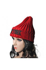 Unisex Letter Embroidered Wool Knitted Korean Version Of Solid Color Pointy Hat