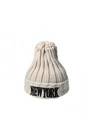 Unisex Letter Embroidered Wool Knitted Korean Version Of Solid Color Pointy Hat