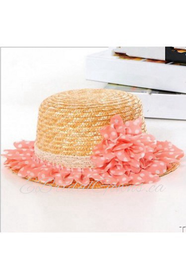 Idyllic Beach Straw Hat Chiffon Flowers