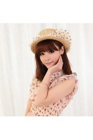 Idyllic Beach Straw Hat Chiffon Flowers