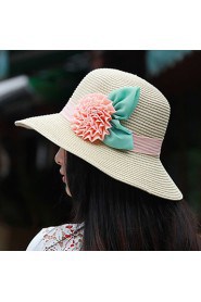 Women Straw Flowers Fedora Hat,Party/ Casual Spring/ Summer/ Fall