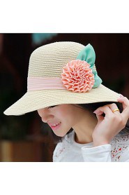 Women Straw Flowers Fedora Hat,Party/ Casual Spring/ Summer/ Fall