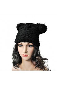 knitted Female Autumn And Winter Wool Cat Ears Wool Cap