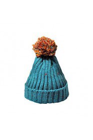 Women Hand Knitted Wool Casual Candy-colored Hairball Decoration Monochrome Hat