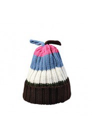 Women Casual Knitting Wool Cute Rabbit Ears Warm Stripes Colored Hat