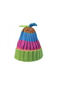 Women Casual Knitting Wool Cute Rabbit Ears Warm Stripes Colored Hat