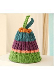 Women Casual Knitting Wool Cute Rabbit Ears Warm Stripes Colored Hat