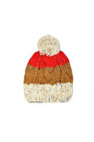 Women Leisure Warm Sweet Stitching Color Wool Knit Cap Winter