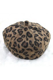 Cute Leopard Fur Beret Painter Warm Hat