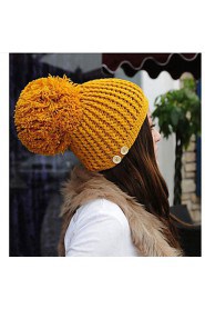 Korean Version Of The Super Ball Knitted Decorative Buttons Cannabis Warm Hat