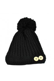 Korean Version Of The Super Ball Knitted Decorative Buttons Cannabis Warm Hat